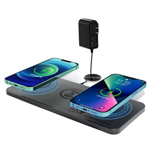 Wireless Charger, JE Make IT Simple 3 in 1 Wireless Charging Station,Qi Certified Mag-Safe Charger, Portable Wireless Charging pad Multiple Devices for iPhone 14/13/12/Samsung Series with Adapter