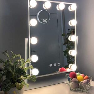 Hansong Vanity Mirror with Lights Makeup Mirror with Lights 12 Dimmable Bulbs Hollywood Lighted Makeup Mirror Detachable 10x Magnification 3 Color Lighting Modes