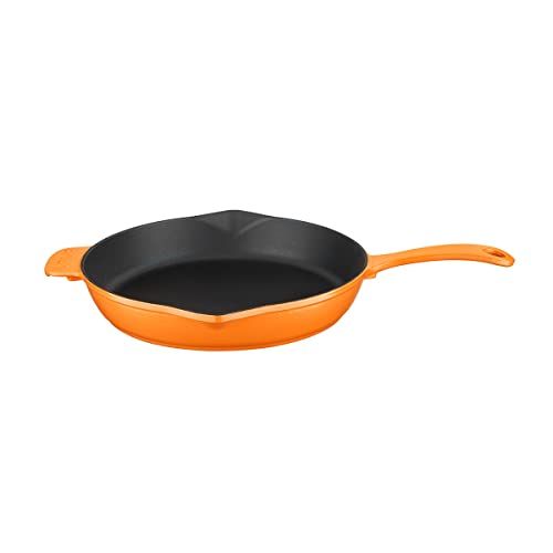 Lava Enameled Cast Iron Skillet 11 inch-Spring Series with Pour Spouts (Orange) | The Storepaperoomates Retail Market - Fast Affordable Shopping