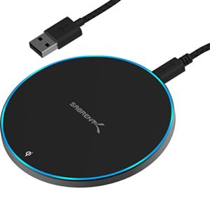 SABRENT 10W qi Wireless Fast Charger Charging Pad, Universally Compatible with All qi Enabled Phones [AC Adapter Not Included] Black (WL-QIFC)