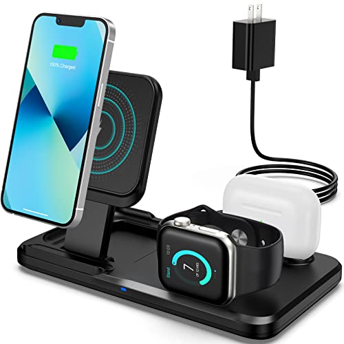 3 in 1 Charging Station for Apple Multiple Devices, Foldable Wireless Charger Portable Travel Charging Dock Charger Stand Compatible with iPhone Airpods Apple Watch with Adapter | The Storepaperoomates Retail Market - Fast Affordable Shopping