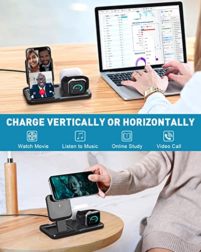 3 in 1 Charging Station for Apple Multiple Devices, Foldable Wireless Charger Portable Travel Charging Dock Charger Stand Compatible with iPhone Airpods Apple Watch with Adapter | The Storepaperoomates Retail Market - Fast Affordable Shopping