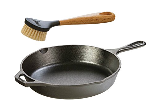 Lodge Seasoned Cast Iron Skillet with Scrub Brush- 10.25 inches Cast Iron Frying Pan With 10 inch Bristle Brush | The Storepaperoomates Retail Market - Fast Affordable Shopping