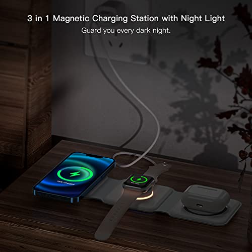 3 in 1 Foldable Wireless Charger, ESSAGER Magnetic Charging Station, Wireless Fast Charging Pad, Compatible with iPhone 14/13/12, Airpods 3/2/Pro, iWatch(Three Pad for Phone&iWatch&Airpods) | The Storepaperoomates Retail Market - Fast Affordable Shopping