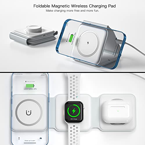 3 in 1 Foldable Wireless Charger, ESSAGER Magnetic Charging Station, Wireless Fast Charging Pad, Compatible with iPhone 14/13/12, Airpods 3/2/Pro, iWatch(Three Pad for Phone&iWatch&Airpods) | The Storepaperoomates Retail Market - Fast Affordable Shopping