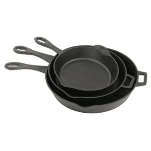 Bayou Classic 7405 10-in 12-in & 14-in Cast Iron Skillet Set Perfect For Searing & Braising or Baking Apple Pies and Cobblers
