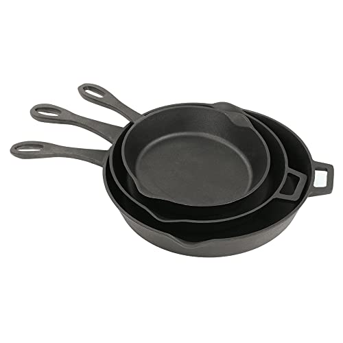 Bayou Classic 7405 10-in 12-in & 14-in Cast Iron Skillet Set Perfect For Searing & Braising or Baking Apple Pies and Cobblers | The Storepaperoomates Retail Market - Fast Affordable Shopping