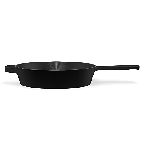Milo by Kana 10-Inch Enameled Cast Iron Skillet | Nonstick Pre-Seasoned Cast Iron Grill Pan | Oven Proof and Dishwasher Safe | Cast Iron Cookware (Black) | The Storepaperoomates Retail Market - Fast Affordable Shopping