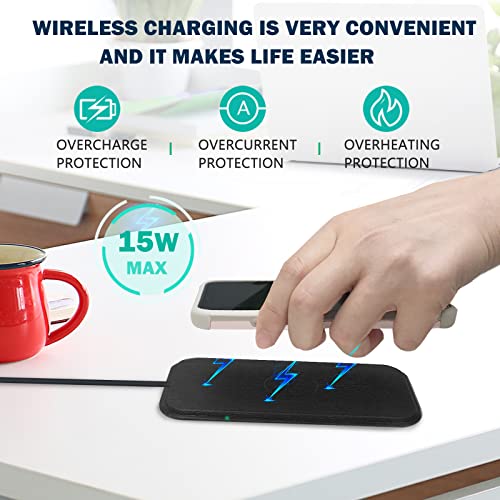 Wireless Charger, JADJ 15W Max Fast Wireless Charging Pad, Qi-Certified for iPhone 13/12/11/SE 2022 2020/XS/X/XR/8/8 Plus, Samsung Galaxy S20/S10/S9/S8, Note 10/9/8, AirPods Pro(No AC Adapter) | The Storepaperoomates Retail Market - Fast Affordable Shopping