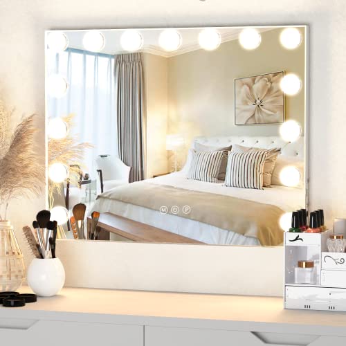 Manocorro Vanity Mirror with Lights Hollywood Makeup Mirror, Large Vanity Lighted Mirror with 15 LED Bulbs, Hollywood Mirror with 3 Color Modes for Bedroom, Tabletop or Wall-Mounted, 23×18 Inch | The Storepaperoomates Retail Market - Fast Affordable Shopping