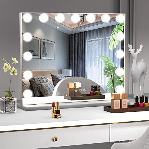 Manocorro Vanity Mirror with Lights Hollywood Makeup Mirror, Large Vanity Lighted Mirror with 15 LED Bulbs, Hollywood Mirror with 3 Color Modes for Bedroom, Tabletop or Wall-Mounted, 23×18 Inch | The Storepaperoomates Retail Market - Fast Affordable Shopping