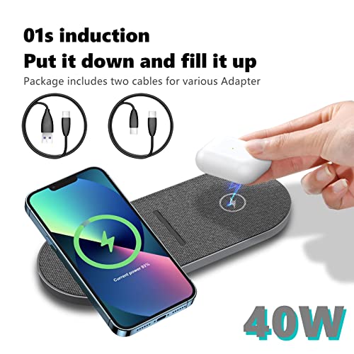 40W Wireless Charging Pad, Dual 20W Fast Wireless Charging Mat for iPhone 14 13 12 11/Pro/Pro Max/Mini/SE/X/XS,Apple Airpods 3/2/Pro,15W Wireless Charger Station for Samsung Galaxy s22/Note/Bud+,G8 | The Storepaperoomates Retail Market - Fast Affordable Shopping