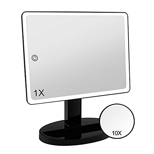 Large Lighted Vanity Makeup Mirror (X-Large Model)- 3 Color Lighting Modes Light Up Mirror with 88 LED, 360° Rotation Touch Screen and 10X Magnification Tabletop Cosmetic Make Up Mirror (Black) | The Storepaperoomates Retail Market - Fast Affordable Shopping