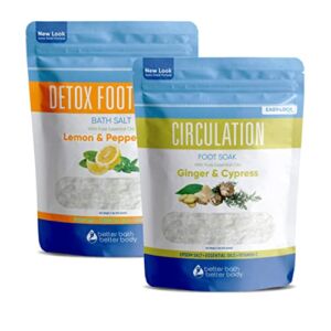 New Foot Soak Salts Bundle 2-Pack Foot Soaks (2-lbs Each 4-lbs Total) Detox Feet, Foot Pain, Foot Odor, Soreness, Athlete’s Foot, Dry Feet, Calluses Made in USA with BPA-Free Easy Lock Pouch