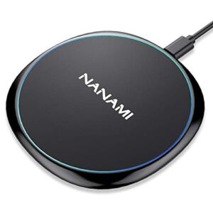 Fast Wireless Charger, NANAMI 7.5W Charging Pad Compatible iPhone 14/13/13 mini/12/SE 2/11/11 Pro/XS Max/XR/X/8, 10W Qi Charger for Samsung Galaxy S22/S21/S20/S10/S9/S8/S7 Note 10+/9/8 & 5W AirPods 2