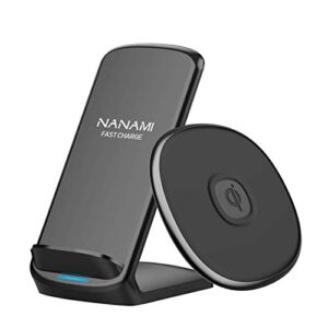 NANAMI Fast Wireless Charger[2 Pack], Qi-Certified 15W Max Charging Stand Pad Bundle, Compatible iPhone 14/13/12/SE 2020/11 Pro/XS/XR/X, Samsung Galaxy S22/S21/S20/S10/S9/S8/Note 20/10/9, AirPods Pro