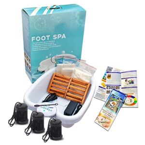 Ionic Foot Bath Detox Soak Machine professional to Remove Toxins – Detoxifying SPA Home or Beauty salon – Personal Cleanse BioEnergizer With 3 Arrays, Basin, Massage Roller, and 90 plastic Liners