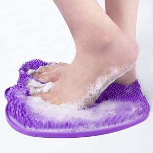 Shower Massager Scrubber Pad with Non-Slip Suction Cups, Cleans, Exfoliates, Your Feet Without Bending, Improves Circulation, Reduces Pain Large Foot Bath spa (Purple mat)