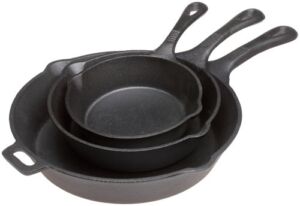 Skillet Set – Pre Seasoned 3 Piece Cast Iron set – 6.5, 8, 10.5 Inches By Old Mountain