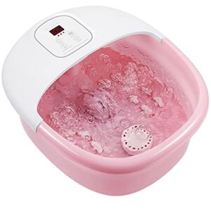 Foot Spa Bath Massager with Heat, 14 Shiatsu Massage Rollers Adjustable Temperature Control with Bubbles and Vibration, Home Pedicure Tub for Foot Bath & Relax, Pink, 1 Count (Pack of 1)