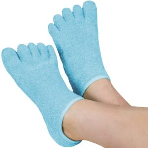LE EMILIE 5 Toe Moisturizing Gel Socks | Perfect for Healing Dry Cracked Heels and Feet | Infused with Aromatherapy Blend of Lavender and Jojoba Oil | 1 Pair, Blue