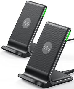 Wireless Charger, INIU [2 Pack] 15W Fast Wireless Charging Stand with Sleep-Friendly Adaptive Light Compatible with iPhone 14 13 12 11 Pro XR XS X Plus Samsung Galaxy S21 S20 Note 20 etc