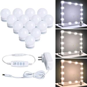 Hollywood Led Vanity Lights Strip Kit with 14 Dimmable Light Bulbs for Full Body Length Makeup Mirror, Wall Mirror, Plug in Vanity Mirror Lights with Power Supply, 3 Color Modes, Mirror Not Included