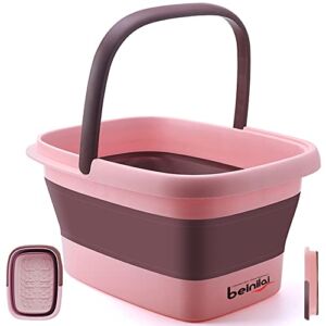 Collapsible Bucket Foot Soak Tub,Collapsible Foot Bath Basin,Multifunction Plastic Buckets with Handles,for Cleaning Mop, Camping,Foldable Laundry Basket-Pink