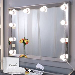 Chende LED Vanity Mirror Lights, 11.53ft Hollywood Make Up Light for Vanity Stick on, 10 Large Daylight Dimmable Bulbs with AC Adapter, for Makeup Vanity Table & Bathroom Mirror, Mirror Not Included