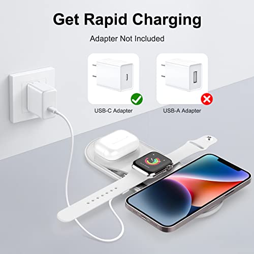 Wireless Charging Pad, 3 in 1 Wireless Charger for iPhone 14/13/12/11/Pro/Pro Max/Mini/XS Max/XR/XS/X/8(Plus),Ultra-Slim Fast Charging Station for iWatch, AirPods 3/2/pro (White) | The Storepaperoomates Retail Market - Fast Affordable Shopping
