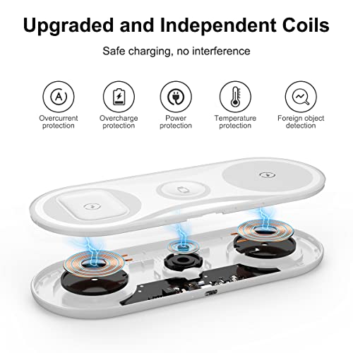 Wireless Charging Pad, 3 in 1 Wireless Charger for iPhone 14/13/12/11/Pro/Pro Max/Mini/XS Max/XR/XS/X/8(Plus),Ultra-Slim Fast Charging Station for iWatch, AirPods 3/2/pro (White) | The Storepaperoomates Retail Market - Fast Affordable Shopping