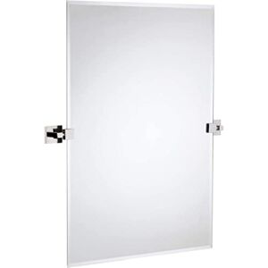 Hamilton Hills 24×36 inch Pivot Wall Mirror Including Polished Chrome Squared Wall Brackets | Frameless Bathroom Mirror | Rectangular Adjustable & Tilting Vanity | Farmhouse Wall-Mounted Mirrors