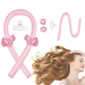 Heatless Curling Rod Headband, Hair Curlers to Sleep In, No Heat Curl Ribbon with Hair Clips and Scrunchie, Sleeping Curls Silk Ribbon Hair Rollers for Long Hair
