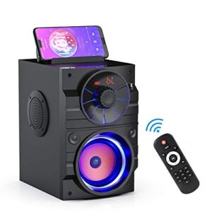Portable Bluetooth Speakers with Light, Wireless Big Speakers with Subwoofer, FM Radio, LED Lights, EQ, Booming Bass, Bluetooth 4.2 Stereo Loud Outdoor/Indoor Retro Speakers for Home, Camping, Travel