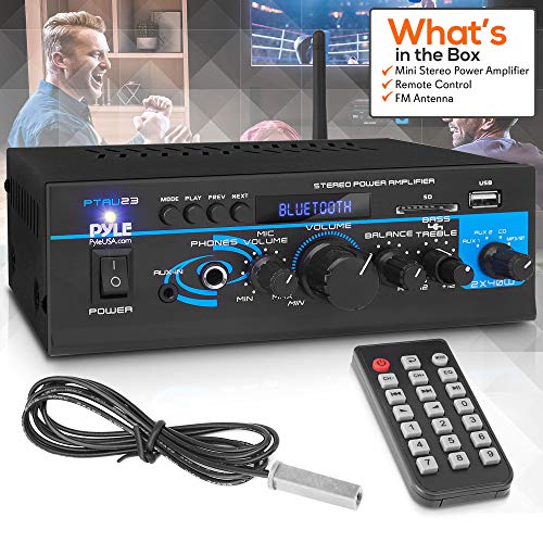 Home Audio Bluetooth Power Amplifier System – 2X40W Mini Dual Channel Mixer Sound Stereo Receiver Box w/ RCA, USB, AUX, Headphone, Mic Input, Theater, Home Entertainment, Studio Use – Pyle PTAU23 | The Storepaperoomates Retail Market - Fast Affordable Shopping