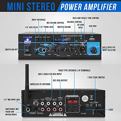 Home Audio Bluetooth Power Amplifier System – 2X40W Mini Dual Channel Mixer Sound Stereo Receiver Box w/ RCA, USB, AUX, Headphone, Mic Input, Theater, Home Entertainment, Studio Use – Pyle PTAU23 | The Storepaperoomates Retail Market - Fast Affordable Shopping