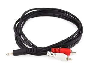 Monoprice Audio/Stereo Cable – 6 Feet – Black | 3.5mm Stereo Plug/2 RCA Jack, Mp3 Player/Phone Headphone Output to Home Audio System