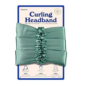 RobeCurls Satin Heatless Hair Curler — The Original Curling Headband — Hair Accessory for Overnight Curls — Diadema Rizada Para Hacer Ondas en el Cabello — Includes 2 Scrunchies (Teal)