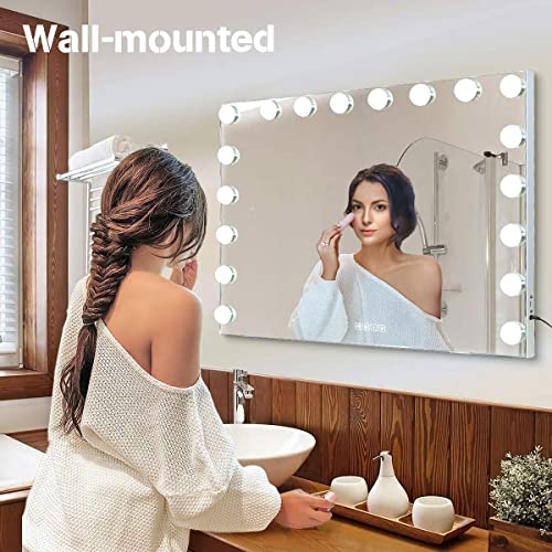MISAVANITY Hollywood Vanity Mirror with Lights and Bluetooth Speaker, Hollywood Lighted Makeup Mirror with 18pcs Dimmable Bulbs, USB Charging and 3 Color Lighting Modes for Dressing Room & Bedroom | The Storepaperoomates Retail Market - Fast Affordable Shopping