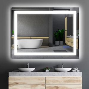 SOVELA LED Bathroom Mirror 36″x28″, Light Up Bathroom Vanity Mirror with 3000K-6000K/Brightness Adjustable/Anti-Fog/Memory Function, Wall Mirror with Lights Touch Button(Horizontal/Vertical)
