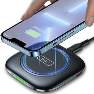 INIU Wireless Charger, 15W Fast Wireless Charging Pad with First-Seen Smart Adaptive Indicator Stand for iPhone 14 12 11 Pro Max XR XS X 8 Plus Samsung S20 S10 Note20 AirPods LG Google