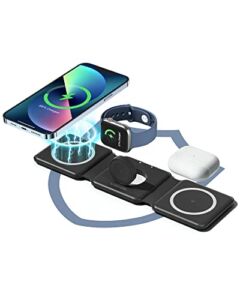 3 in 1 Wireless Charging Station, VEGER Travel Charger for Multiple Devices, Fast Wireless Charging Pad for iPhone 14/13/12/11/X/Xr/Xs/8 Series, AirPods, Apple Watch 7/6/5/4/3, Qi Phones Earbuds More