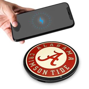 University of Alabama Qi Wireless Charger with Illuminated Crimson Tide Logo & Built-in Power Bank for Wired and Wireless Charging. Officially Licensed Collegiate 100% Portable Wireless Phone Charger