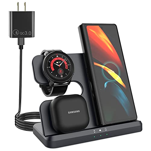 3 in 1 Wireless Charger for Samsung, Samsung Galaxy Watch 5/5 Pro/4/3 Charger, Accessories for Samsung Galaxy Z Fold 4/Flip 4/S22 Ultra/S22, Wireless Charging Station for Galaxy Buds 2 Pro/2 Black | The Storepaperoomates Retail Market - Fast Affordable Shopping