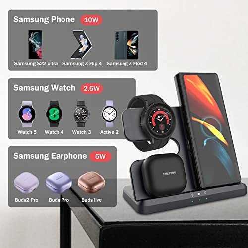 3 in 1 Wireless Charger for Samsung, Samsung Galaxy Watch 5/5 Pro/4/3 Charger, Accessories for Samsung Galaxy Z Fold 4/Flip 4/S22 Ultra/S22, Wireless Charging Station for Galaxy Buds 2 Pro/2 Black | The Storepaperoomates Retail Market - Fast Affordable Shopping