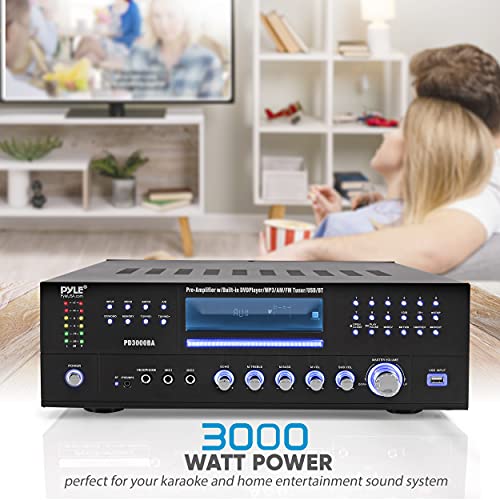 4-Channel Karaoke Home Wireless Microphone Amplifier – Audio Stereo Receiver System, Built-in CD DVD Player, Dual UHF Wireless Mic/MP3/USB Reader, AM/FM Radio – Pyle PWMA5000BA | The Storepaperoomates Retail Market - Fast Affordable Shopping