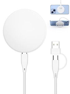 Magnetic Wireless Charger,Qi-Certified Wireless Charging Pad Mag-Safe Charger Compatible with iPhone 14/14 plus/14 pro/14 pro max, 13/13 Pro/13 Pro Max/13 Mini, Mag Charging White