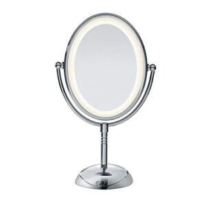 Conair Reflections Double-Sided LED Lighted Vanity Makeup Mirror, 1x/7x magnification, Polished Chrome finish