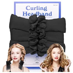 BANDQ Heatless Hair Curler, No Heat Hair Curlers to Sleep in, Upgraded Fixed-Iron-Wire Heatless Curls Headband for Long Hair, No Smell Overnight Natural Hairs Heatless Curling Rod Headband(Black)