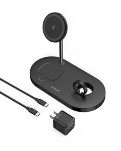 Anker Magnetic Wireless Charging Station & 20W Charger, 533 Magnetic Wireless Charger (3-in-1 Stand), 5ft USB-C Cable, For iPhone 14 Series, AirPods 3/2/Pro, Apple Watch 1-6 (Watch Cable Not Included)